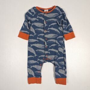Baby Boden Romper Boys Sz 3-6m Blue Whale
